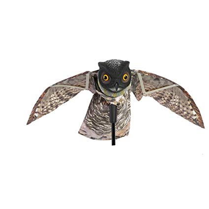 Owl Pest Deterrent Natural Enemy Scarecrow Bird Repellent with Moving Wings Realistic Bird Scare - Plastic - Repel pigeons, crows, sparrows, gulls, rodents