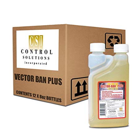 Vector Ban Plus 1 Case (12 Bottles X 8 oz. ea.) Permethrin 10%, Piperonyl Butoxide 10%