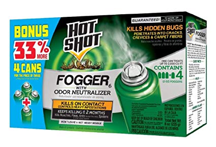 Hot Shot 96181-1 Indoor Pest Control Fogger, 4-Count Bonus Size, 6-Pk