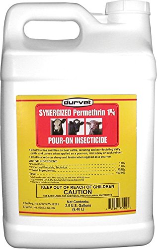 DURVET FLY 003-3705 698346 Synergized Permethrin 1% Pour-On Insecticide, 2.5 gallon