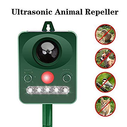 Ultrasonic Animal Pest Repeller Repellent Outdoor, Waterproof Solar Powered Motion Activated Dog,Cat,Squirrel,Rat,Vole,Raccoon,Fox,Rodent Repeller Pest Control