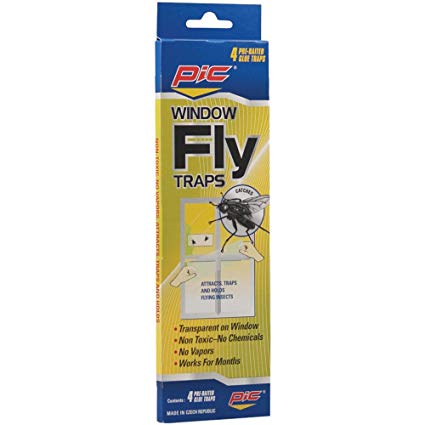 1 - Window Fly Traps, 4 pk, Easy to apply, easy to release, New design catches more insects on a larger surface, FTRP