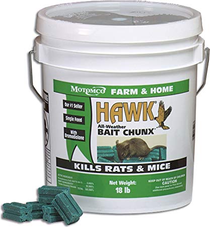 Motomco Hawk Mouse and Rat Bait Chunx/Pail, 18-Pound
