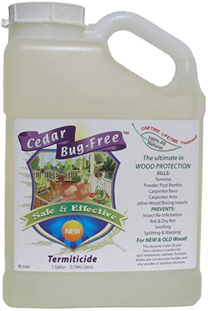 Termite Control - Cedar Bug-Free Termiticide. Natural Termite Treatment. Termite Spray - 1 gallon