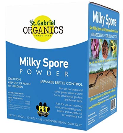 St. Gabriel Organics Natural Milky Spore Powder, Grub/Japanese Beetle Control, 40 Oz, 2-Pack